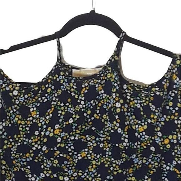 Michael Kors Poppy Ikat Kimono Top - Size Small Taxi Yellow Floral Cold Shoulder - Picture 5 of 9